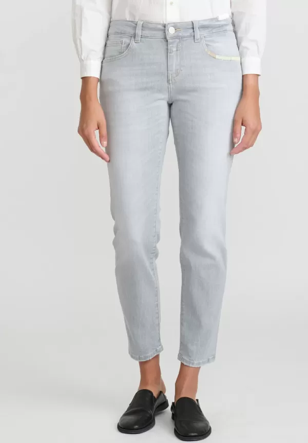 Organic Cotton Baker Cropped Jeans With Embroidery In Light Grey>Closed Cheap