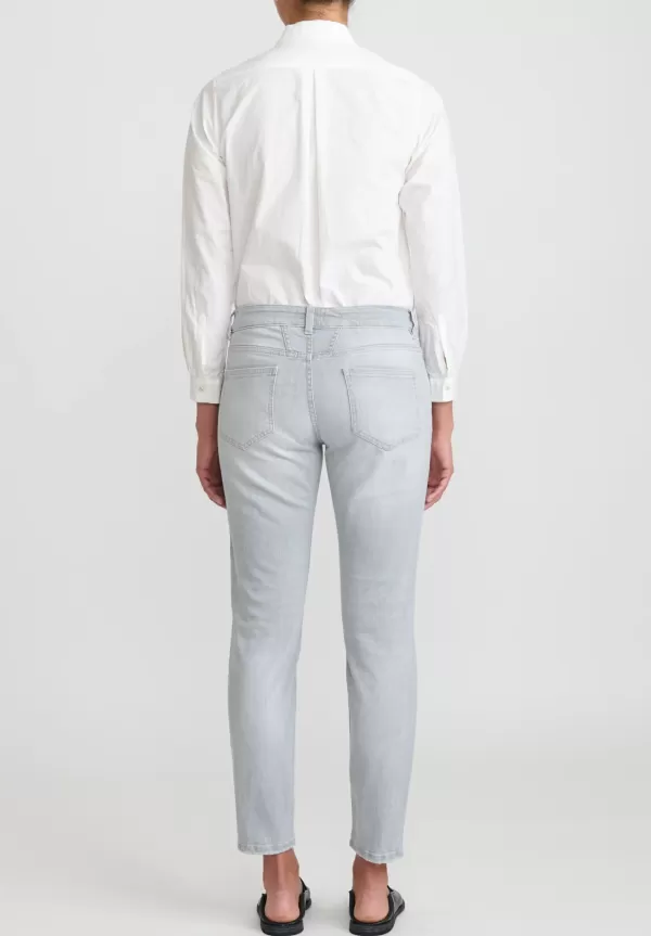 Organic Cotton Baker Cropped Jeans With Embroidery In Light Grey>Closed Cheap